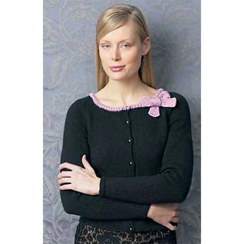 Vintage Knitting Patterns Patons Designer Series All That Glitters black knit cardigan