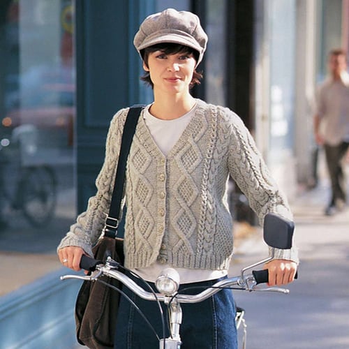 Cable Knits Patons Designer Series Street Smart, Knitting Patterns grey cabled cardigan