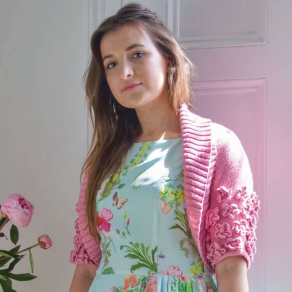 Knit Flowers Floral Knits: 25 Contemporary Flower-Inspired Designs Knitting Patterns pink shrug