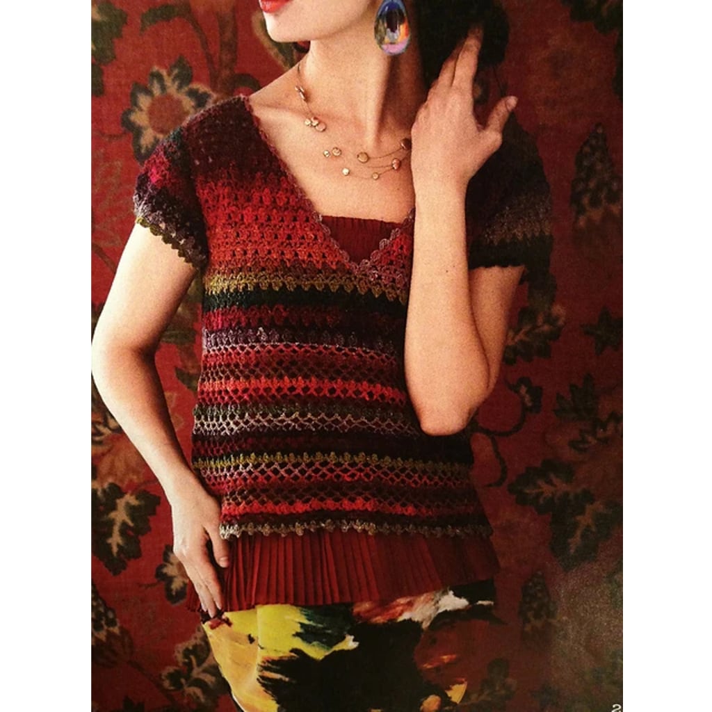 Knitting Pattern Noro Knitting Magazine, Spring/Summer 2013 Color Blooms! striped knit tee-shirt