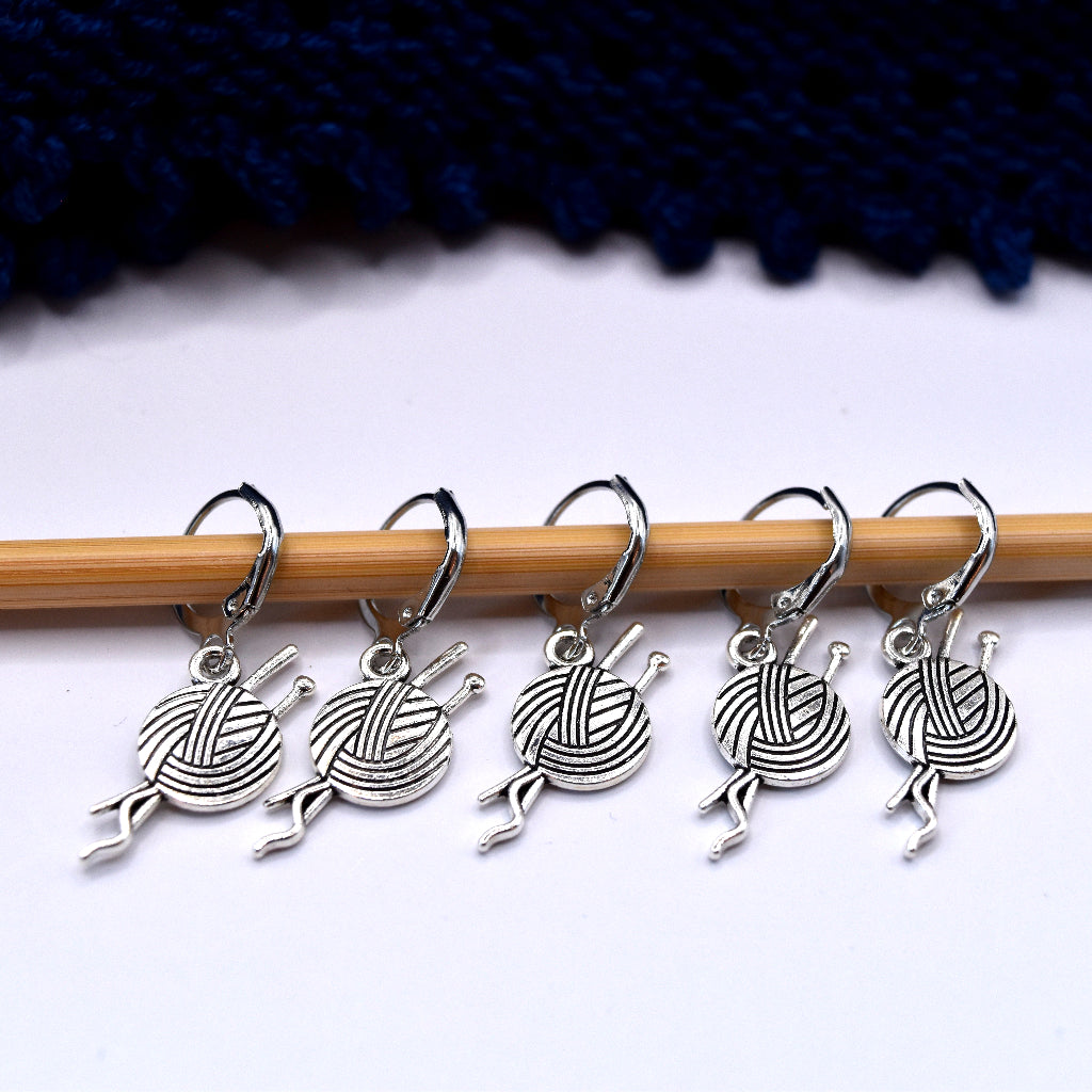 silver yarn skein stitch markers. yarn accessory.