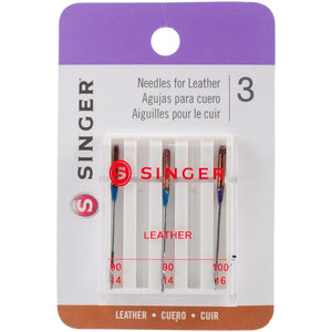 Sewing Machine Needle | Universal Leather, 3 Pack, Size 14/90 & 16/100 Universal Leather Sewing Machine Needles, Singer Yarn Designers Boutique