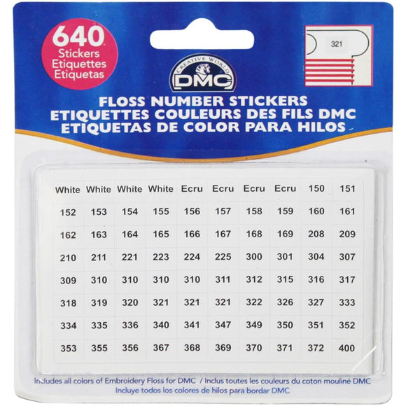 DMC Embroidery Thread Number Stickers, 640 Pack, Fits on DMC Bobbins DMC Floss Number Stickers, 640 Pack Yarn Designers Boutique