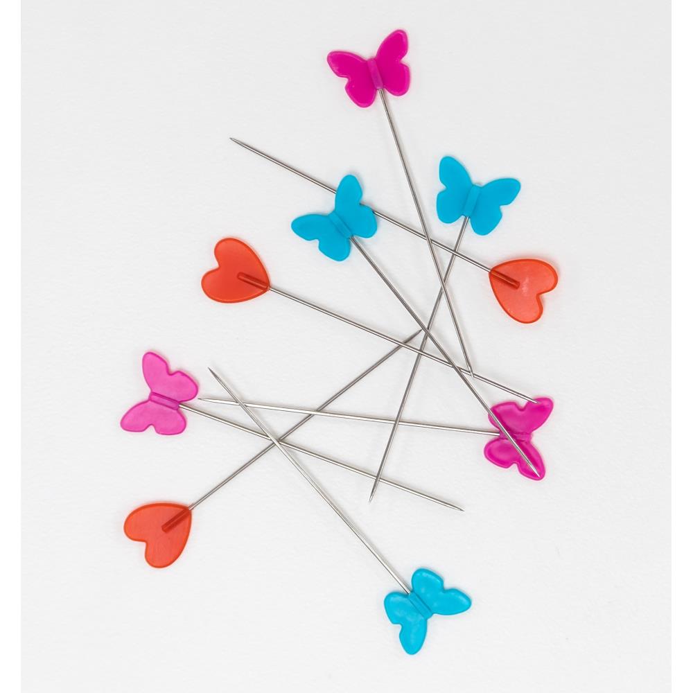 Sewing Pins | Flat Head Straight Pins Butterflies & Hearts | Prym Love 50 Flat Head Pins, Butterflies & Hearts by Prym Love Yarn Designers Boutique