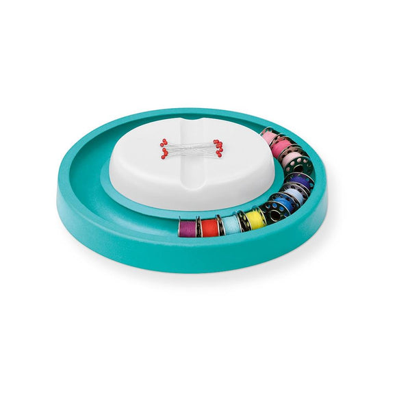 Pin Cushion | Turquoise Magnetic Bobbin & Pin Holder by Prym Love Turquoise Magnetic Pin Cushion with Bobbin Ring by Prym Love Yarn Designers Boutique