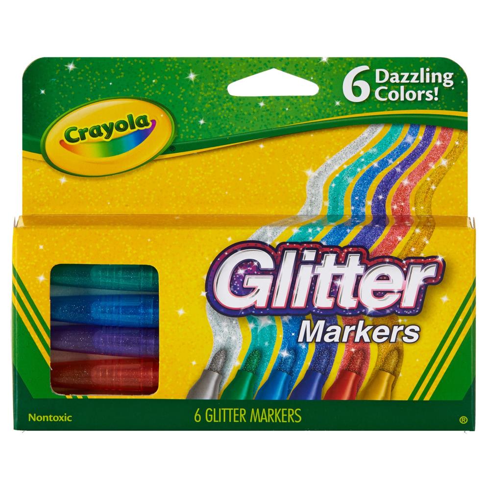 Crayola Glitter Markers | Color Markers Kids Art Kit | 6 Art Markers Crayola Glitter Markers, 6 Pack Yarn Designers Boutique