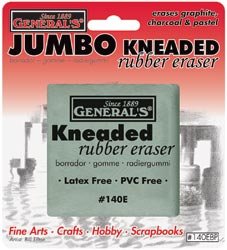 Kneaded Eraser | Generals Jumbo Eraser For Graphite, Pastel & Charcoal Jumbo Kneaded Eraser, 2" X 2" by Generals Yarn Designers Boutique