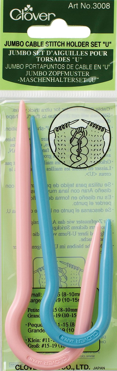 The Quilted Bear U Knitting Cable Needles - Premium ABS Plastic J-Shape/U  Shaped Cable Stitch Holders for Knitting & Crochet Pack of Four Different
