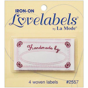 Handmade by … Iron On Labels, 4 Pack | Washable & Dry Cleanable Handmade by … Iron On Labels, 4 Pack Yarn Designers Boutique