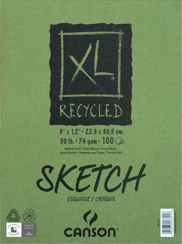 Drawing Pad Recycled 9x12 100 sheets, 50lb Canson Sketch Pad Yarn Designers Boutique