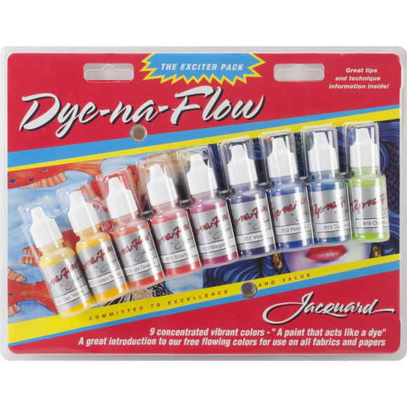 Jacquard Fabric Dye-Na-Flow Exciter Pack 9 Colors, 1/2oz Each Jacquard Dye-Na-Flow Exciter Pack 9 Colors, 1/2oz Each Yarn Designers Boutique
