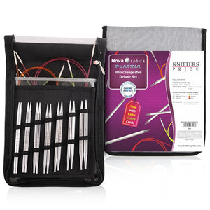 Knitters Pride | Interchangeable Knitting Needles, Square Nova Cubics Nova Cubics Platina Interchangeable Deluxe Set by Knitter's Pride Yarn Designers Boutique