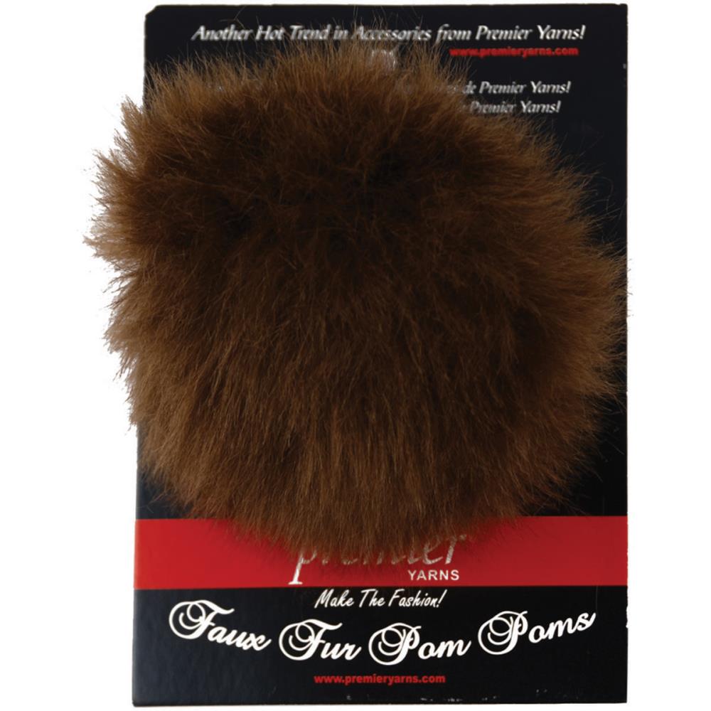 Faux Fur Pom Poms-Premier brown 3" diameter  Large Yarn Designers Boutique