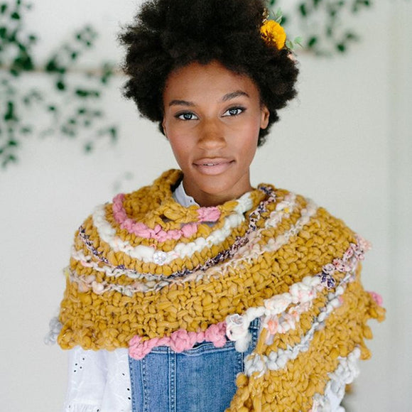 Bonfire Crescent Shawl Kit, Shawl Knitting Pattern + Knit Collage Yarn Bonfire Crescent Shawl Knitting Kit Yarn Designers Boutique