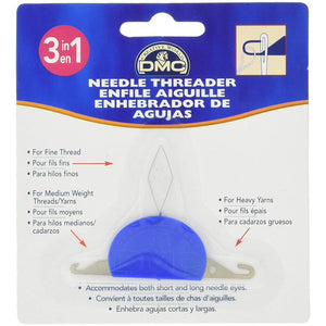 3 in 1 Needle Threader for Fine, Medium & Heavy Yarns, DMC #6112/6 3 in 1 Needle Threader, for Fine, Medium & Heavy Yarns Yarn Designers Boutique