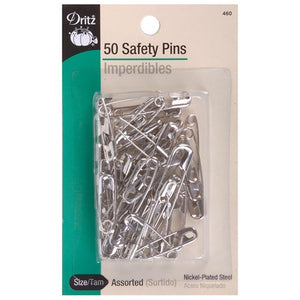 Safety Pins | 50 Pack Various Sizes, Rust-Resistant Nickel Plated Steel Safety Pins, 50 Pack, Assorted Sizes Yarn Designers Boutique