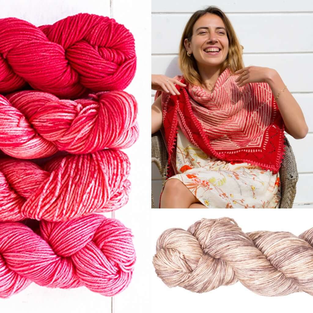 Knit Shawl Kit | Rythmic Shawl Pattern + Urth Yarns by Nurgun Bayazit Rythmic Shawl Knitting Kit by Nurgun Bayazit Yarn Designers Boutique