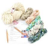 Bonfire Crescent Shawl Kit, Shawl Knitting Pattern + Knit Collage Yarn Bonfire Crescent Shawl Knitting Kit Yarn Designers Boutique