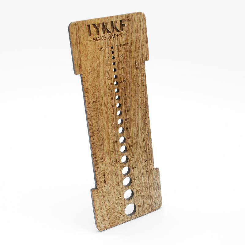 Wood Knitting Gauge Ruler & Needle Sizer Tool by Lykke Wood Needle Sizer and Gauge Tool by Lykke Yarn Designers Boutique