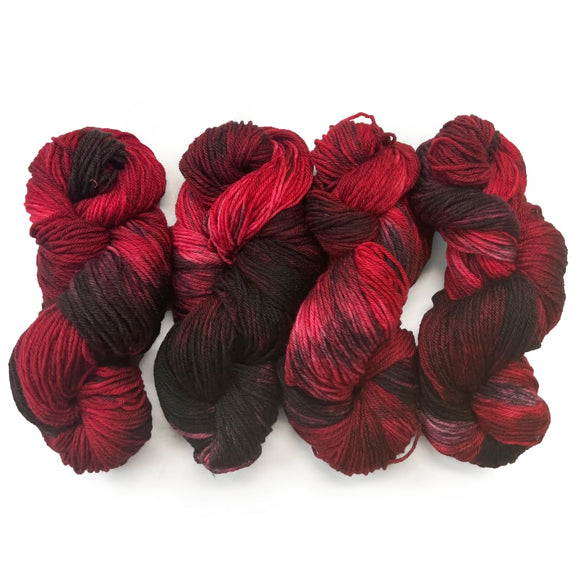 Black & Red Yarn | DK Yarn, Flickering Ashes Alpaca & Merino Wool Flickering Ashes Hand Dyed, DK Alpaca & Merino Wool Yarn Designers Boutique