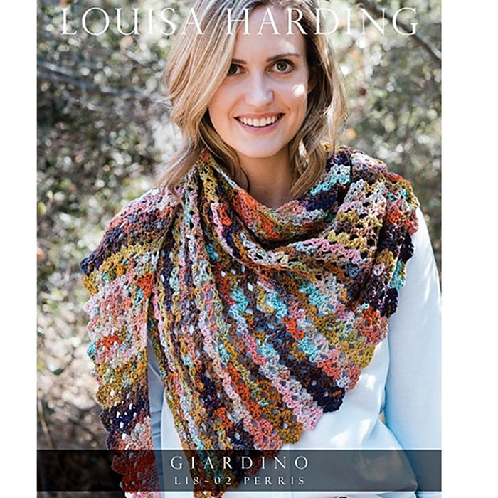 Colorful Crochet Shawl Kit for Summer, Louisa Harding Giardino Yarn Perris Crochet Shawl Kit Yarn Designers Boutique