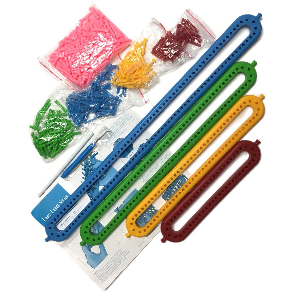 Long Knitting Loom Set, Scarf Looms with Adjustable Pegs, 4 Sizes