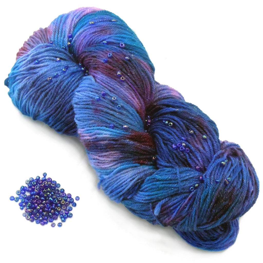Loom Knitting Kit | Beaded Hat & Cowl Kit, Yarn + Beads +Pattern Beaded Hat and Cowl, Loom Knitting Kit Yarn Designers Boutique