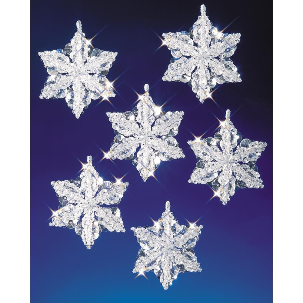 Beaded Christmas Ornaments Snowflake Crystals Christmas Decoration Kit Snowflake Crystal Formations Christmas Decorations, Beading Kit #5532 Yarn Designers Boutique