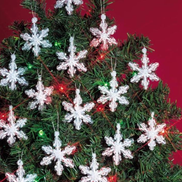 Red Bead Snowflake Christmas Ornament, BD343R, Fair Trade, rupalee