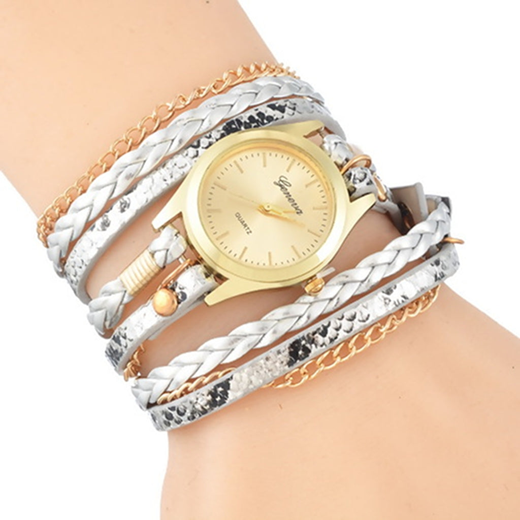Womens Watch | Bracelet Watches, Braided Faux Leather & Snake Skin Fashion Bracelet Watches Yarn Designers Boutique