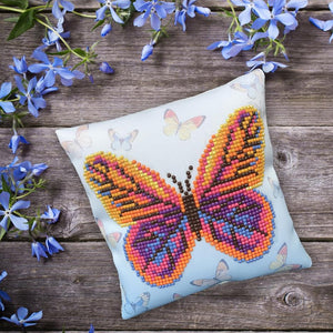 Diamond Painting, Sparkly Mini Throw Pillow with Butterflies Butta Flutta, Diamond Dotz Pillow Yarn Designers Boutique