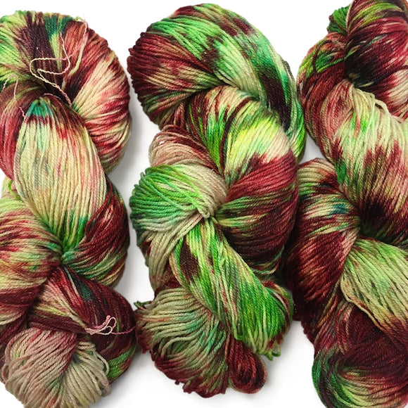 Sparkly Christmas Sock Yarn, Hand Dyed, Red & Green Holly & Berries Holly & Berries, Christmas Sock Yarn Yarn Designers Boutique