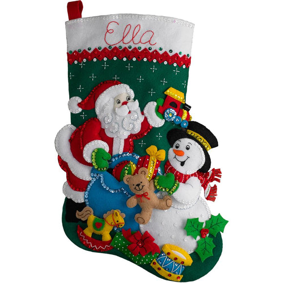 Christmas Stocking | DIY Stocking Kit | Felt Santa & Snowman 18 Inches Santa & Snowman 18