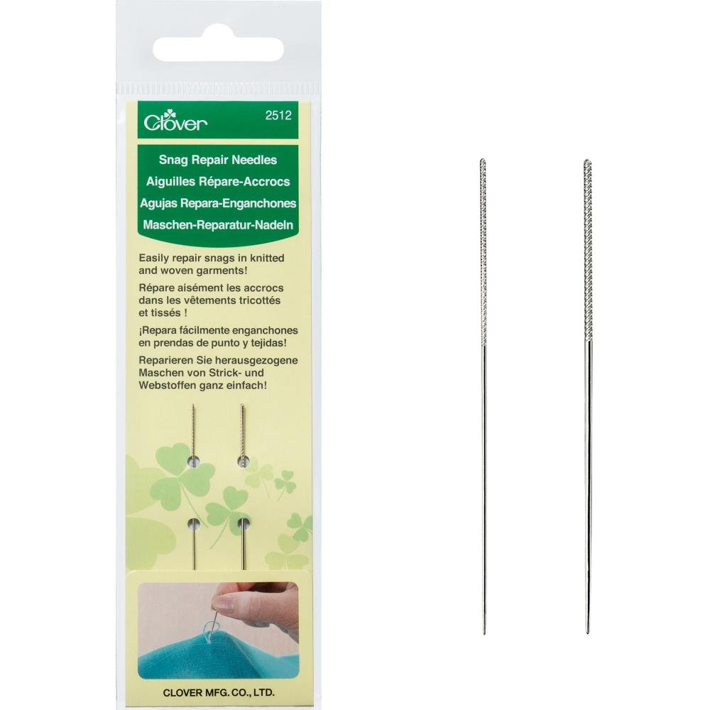 Clover Snag Repair Needle, 2 Pack, Fix Snags in Delicate Fabrics #2512 Snag Repair Needles, 2 Pack Yarn Designers Boutique