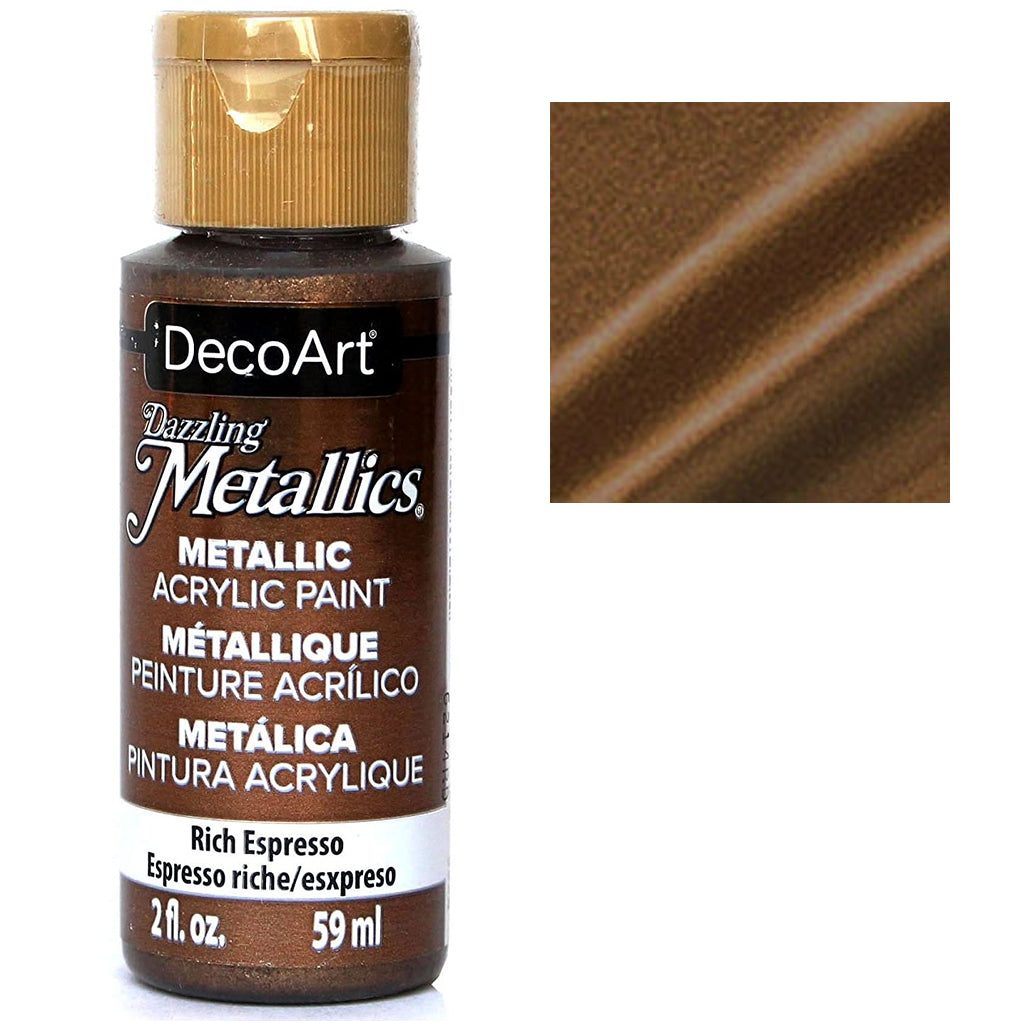 Metallic Acrylic Paint | Dazzling Metallics DecoArt Craft Paint Dazzling Metallic, DecoArt 2 Ounce Bottle Yarn Designers Boutique