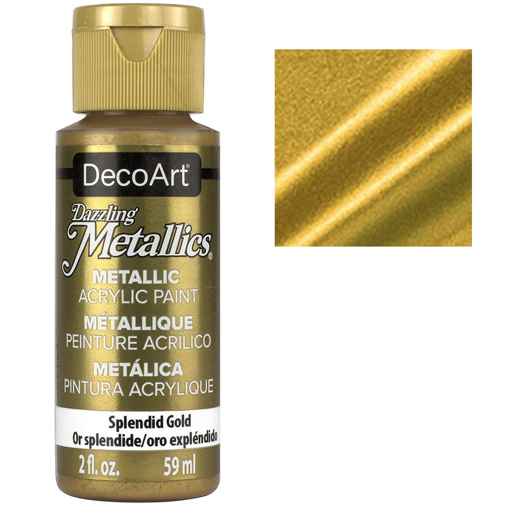 Metallic Acrylic Paint | Dazzling Metallics DecoArt Craft Paint Dazzling Metallic, DecoArt 2 Ounce Bottle Yarn Designers Boutique