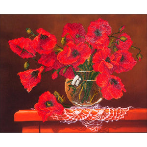 Diamond Painting, Red Poppies, Home Decor Shimmering Wall Art Red Poppies, Diamond Dotz Yarn Designers Boutique
