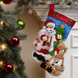 Christmas Stocking Kit, Doctor Santa | 18 Inch Felt Applique Stocking Doctor Santa, Christmas Felt Stocking Kit 18" Yarn Designers Boutique