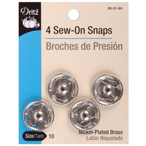 Dritz Sew on Snaps, Assorted Sizes & Finishes, Black, Silver, Nickel Assorted Dritz Sew on Snaps Yarn Designers Boutique