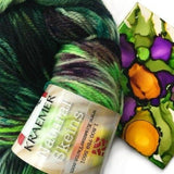Speckled Sock Yarn | Hand Dyed Purple, Gold & Green Yarn | Merino Wool Jungle Greens, Merino & Nylon Sock Yarn Yarn Designers Boutique