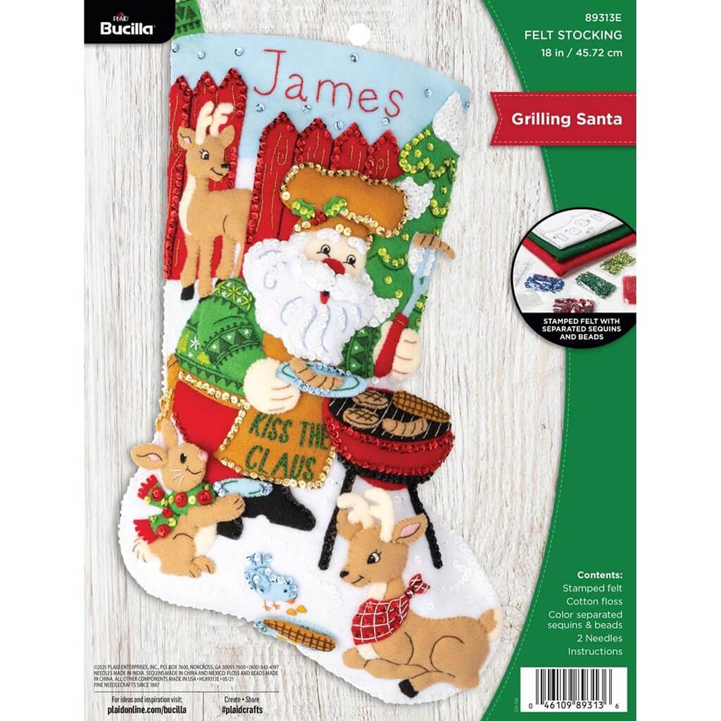 Christmas Decorations, DIY Christmas Stocking, Grilling Santa BBQ Grilling Santa, DIY Christmas Stocking Yarn Designers Boutique