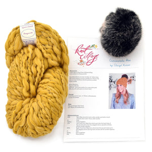 Hat Knitting Kit, Crossroads Pom Pom Beanie by Knit Collage Crossroads Hat Knitting Kit, by Knit Collage Yarn Designers Boutique
