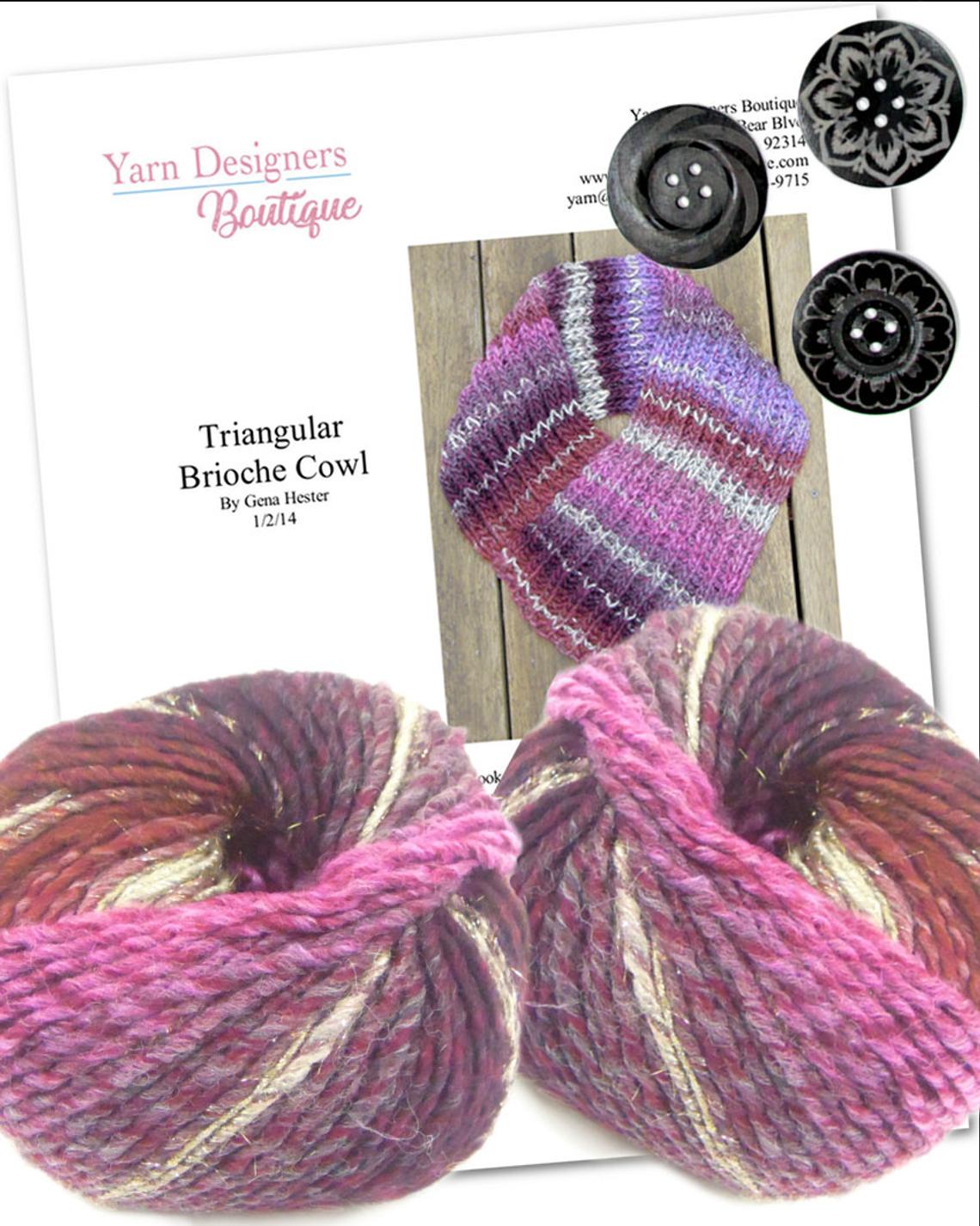 Learn to Brioche Knitting Kit, Create a Triangular Cowl While Practicing Brioche | Yarn Designers Boutique Brioche Triangular Cowl Knitting Kit Yarn Designers Boutique