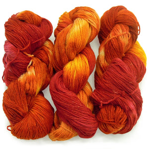 Hand Dyed Yarn, Orange & Reds, Autumn Breeze, Worsted Alpaca & Merino Autumn Breeze, Orange & Red Hand Dyed Yarn, Worsted Yarn Designers Boutique