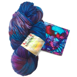 Hand Dyed, Blue & Magenta Yarn, Superwash Merino Wool Magenta & Blues, Hand Dyed Worsted Superwash Merino Yarn Yarn Designers Boutique
