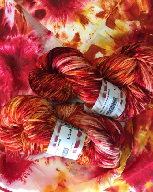 Deep Red Shades, Hand Dyed, Worsted