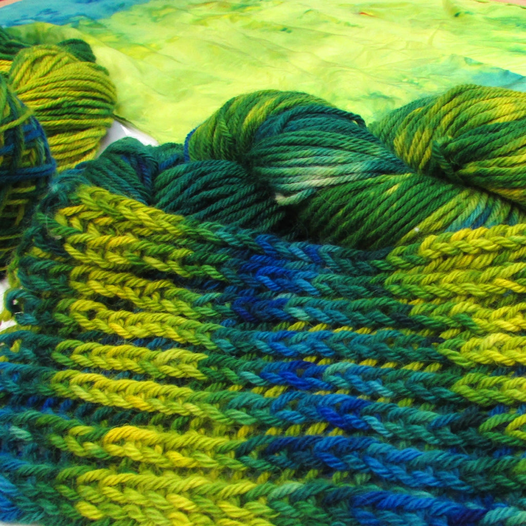 Worsted Yarn | Hand Dyed Yellow, Green & Blue Yarn | Merino Yarn Irises, Worsted Alpaca & Merino Yarn Yarn Designers Boutique