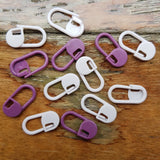 Knit Picks Locking Stitch Markers, Purple & White Fits up to US 8 Knit Picks Locking Stitch Markers, Purples #80592 Yarn Designers Boutique