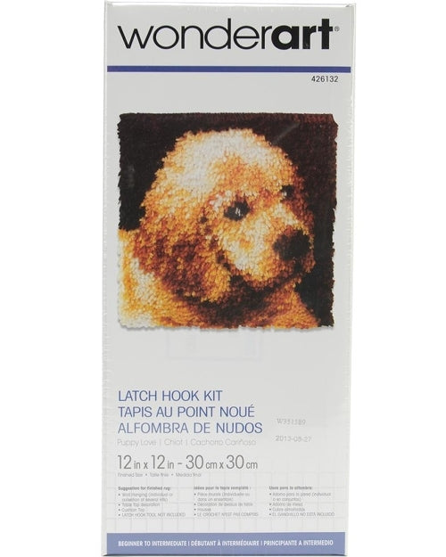 Latch Hook, Adorable Golden Lab Puppy | Latch Kits for Kids & Adults Golden Lab Latch Hook Kit, 12" x 12" Yarn Designers Boutique