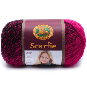 Lion Brand Scarfie Yarn - Black/Cranberry